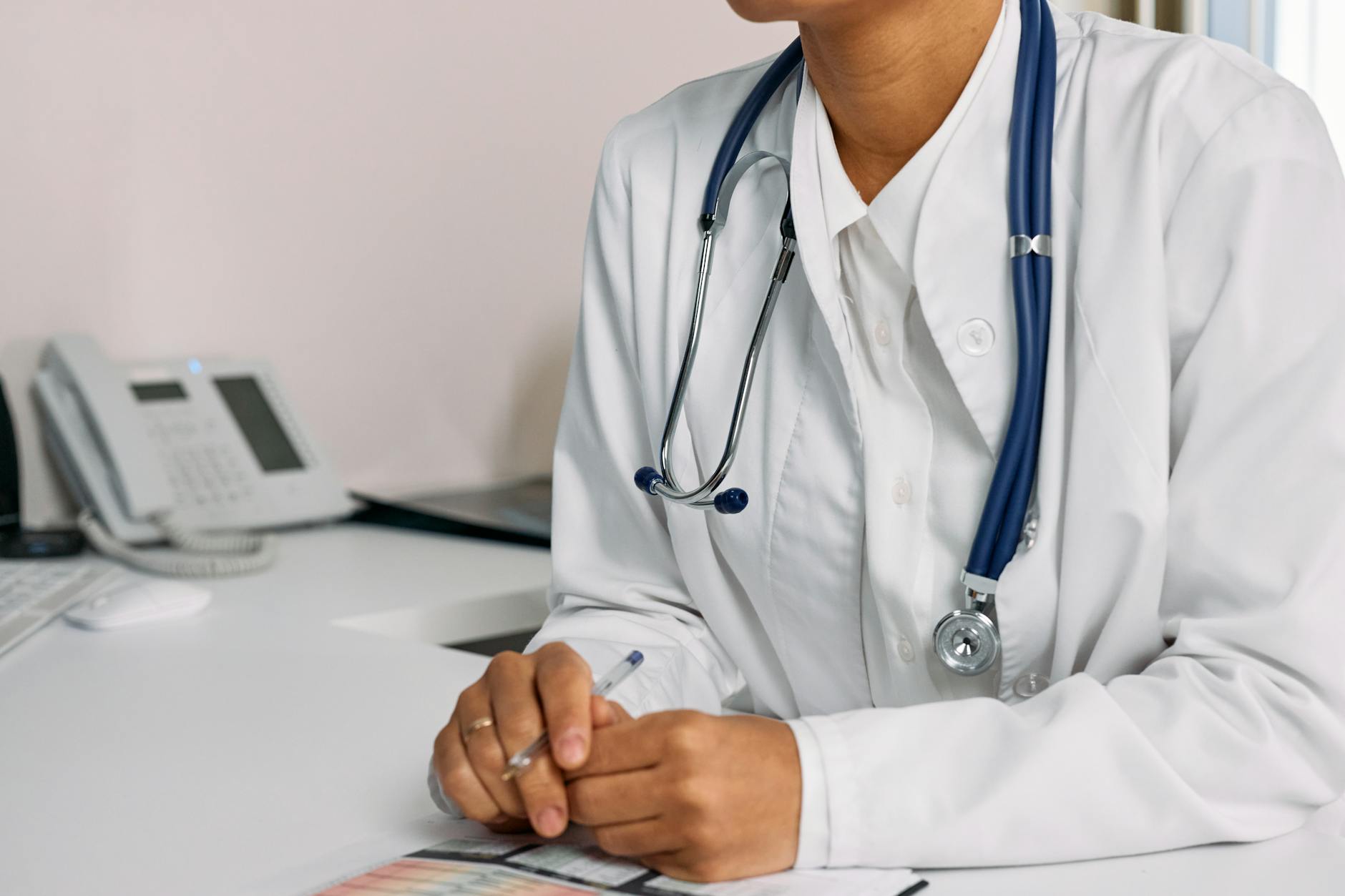 Cardiologist reviewing hypertension complications on echocardiogram