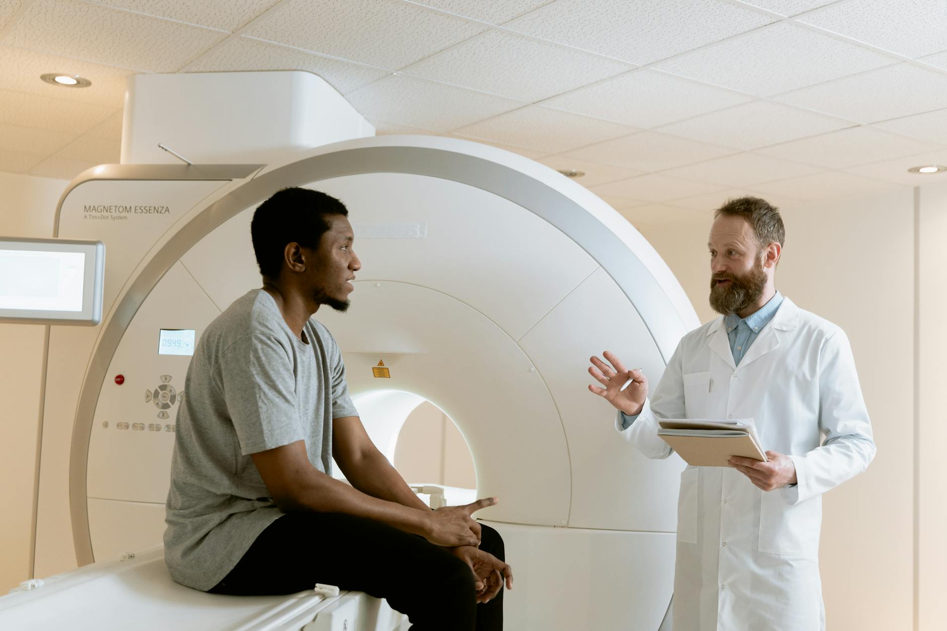Cardiologist reviewing echocardiogram for cardioembolic stroke assessment